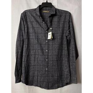 NWT Conbipel Mens Long Sleeve Casual‎ Button Front Gray Cotton Shirt Size Large